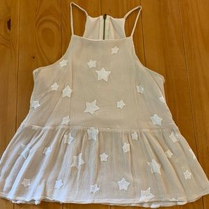 Blue Rain, Star Flowy Shirt. Size: S. Color: Cream